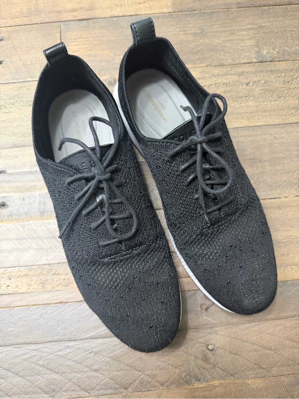 Cole Haan Black Knit Lace-Up Oxfords